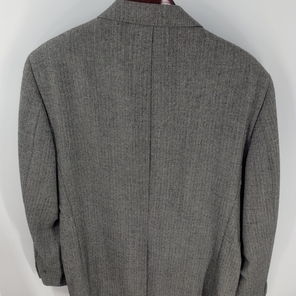 Nautica Notched Lapel 2-Button Front Wool Sport Coat Blazer Gray Herringbone 44L - Picture 9 of 9
